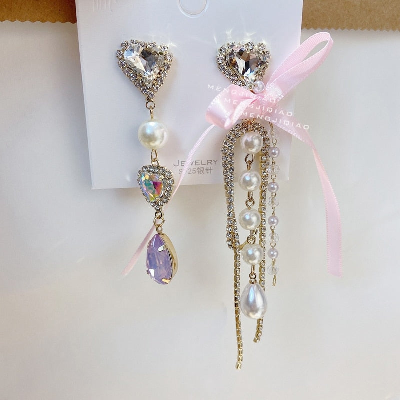 Crystal Princess Drop Earrings Pink Drop