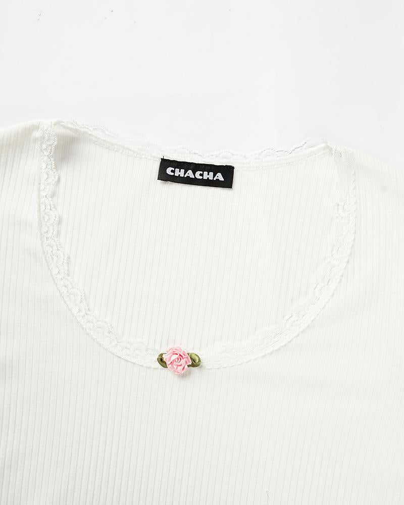 Katina Rose Ribbed White Long Sleeve Top