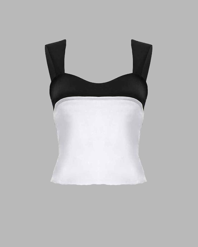 Upper West Silk Contrast White Tank Top White