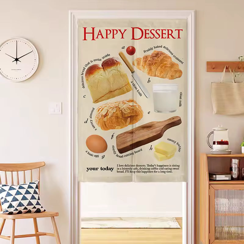 Retro Food Print Door Curtain Dessert