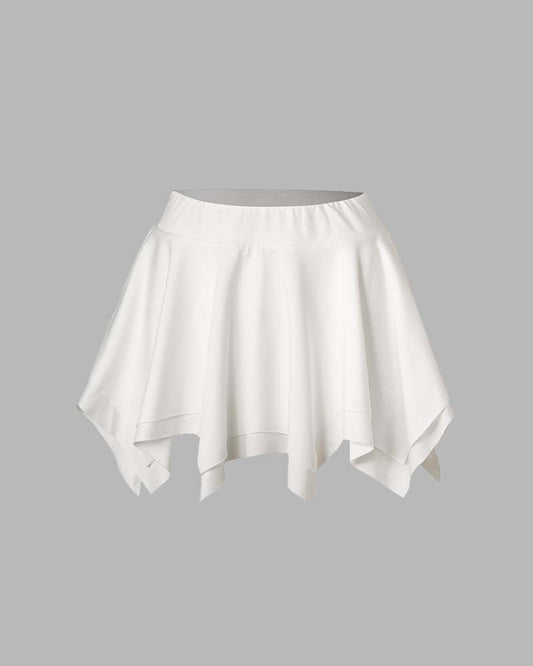 Venus Pearl Asymmetric Skirt White