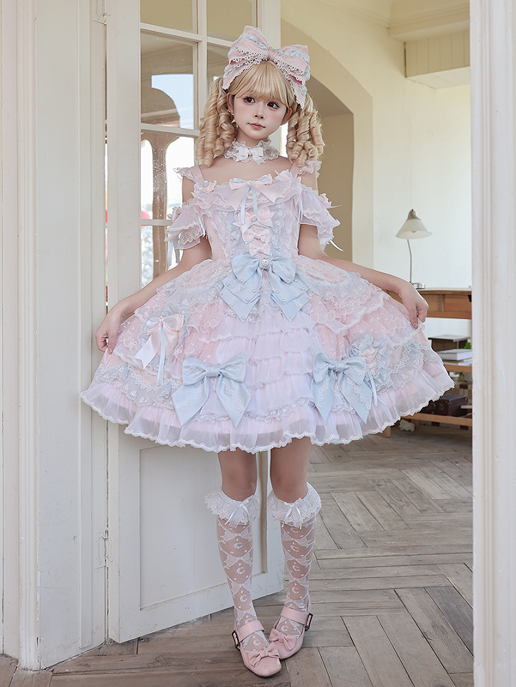 [Pre-order] Pink Blue Romantic Lace Lolita Princess Dress + Shirt + Set 1/2/3