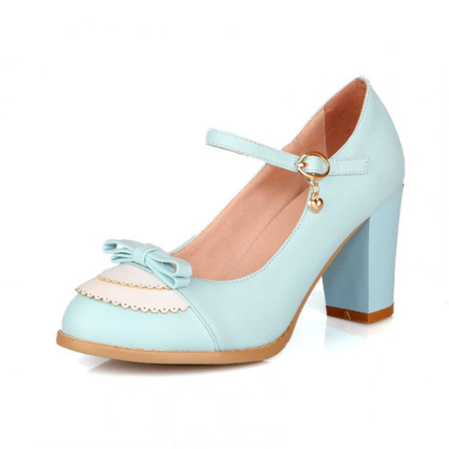 Elegant Lace Pumps Blue