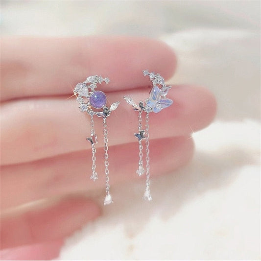 Ethereal Moon Dangle Earrings Crescent Moons