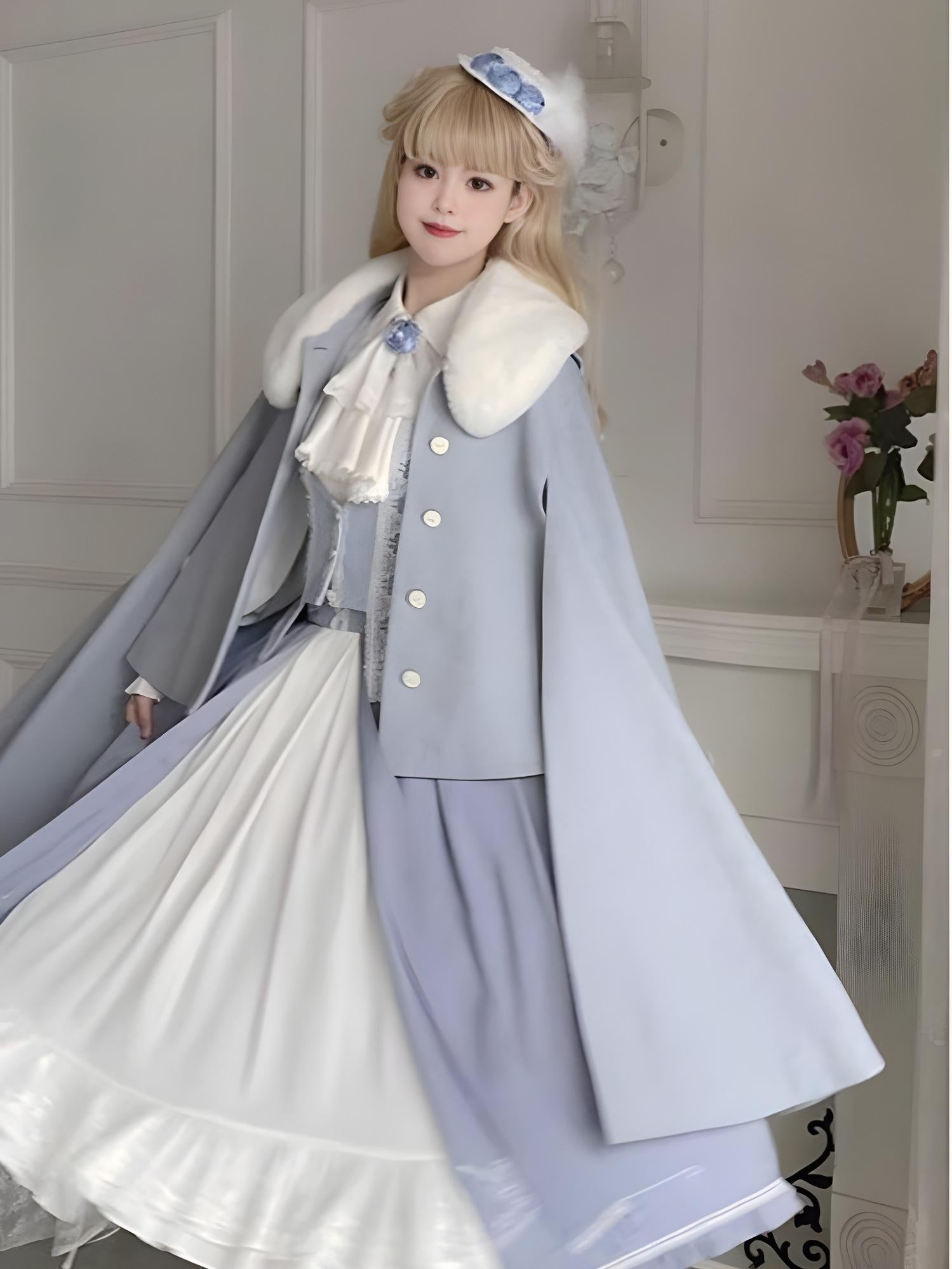 Classic Lolita Skirt Set Elegant Winter Cape
