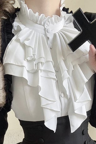 [Pre-order] Dark Gothic Black Short Jacket + White Shirt + Rose Ribbon