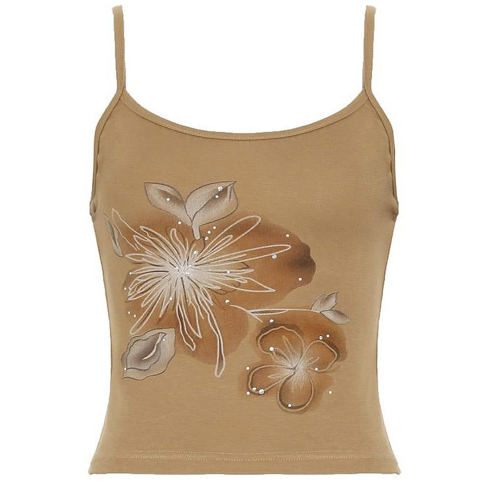 Fairycore Wildflower Y2K Tank Top Brown