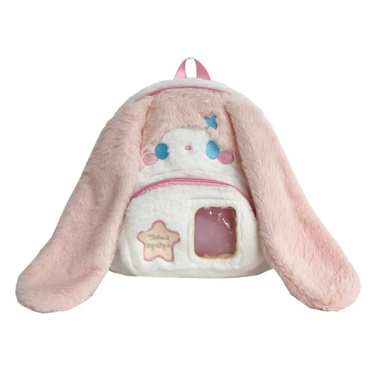 Floppy Bunny Ear Plush Book Bag Pink