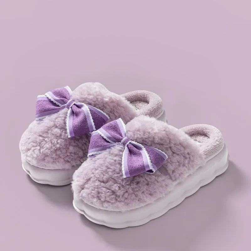Fluffy Ribbon Slippers E