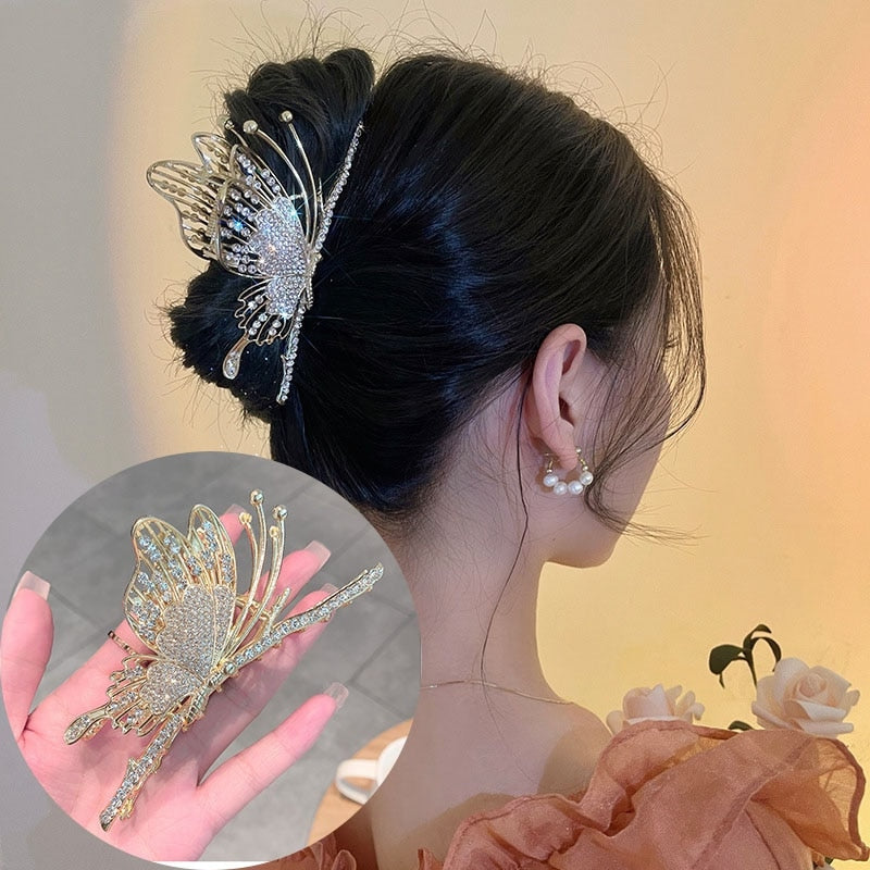 Flutter Hair Clips Diamond Butterfly
