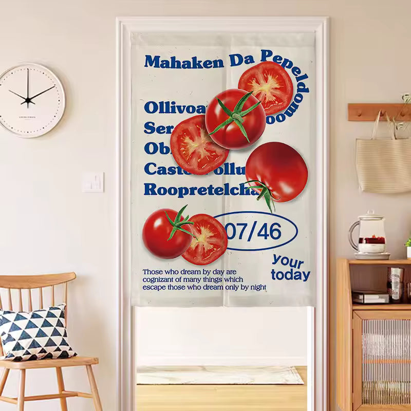 Retro Food Print Door Curtain Tomato