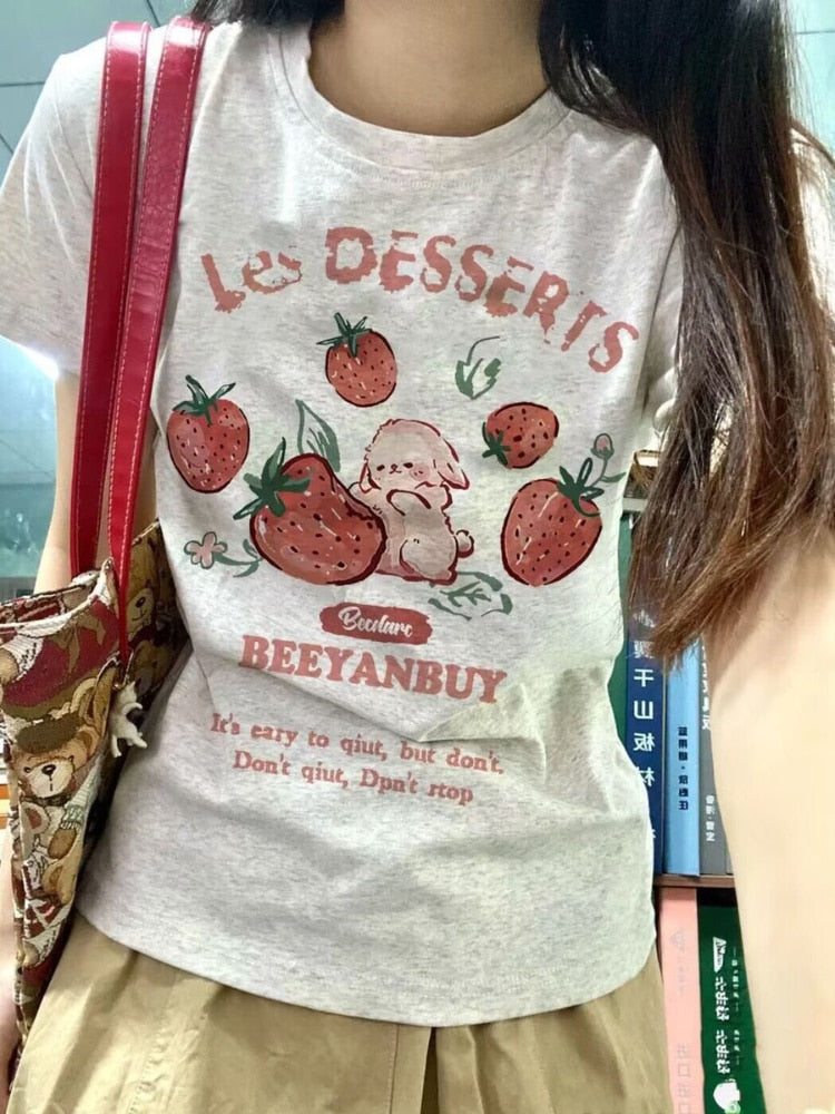French Strawberry Bunny Tee