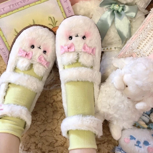Fuzzy Bear Mary Janes White