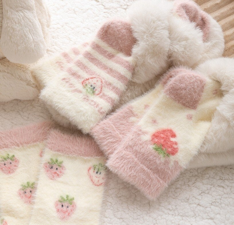Fuzzy Berry Socks