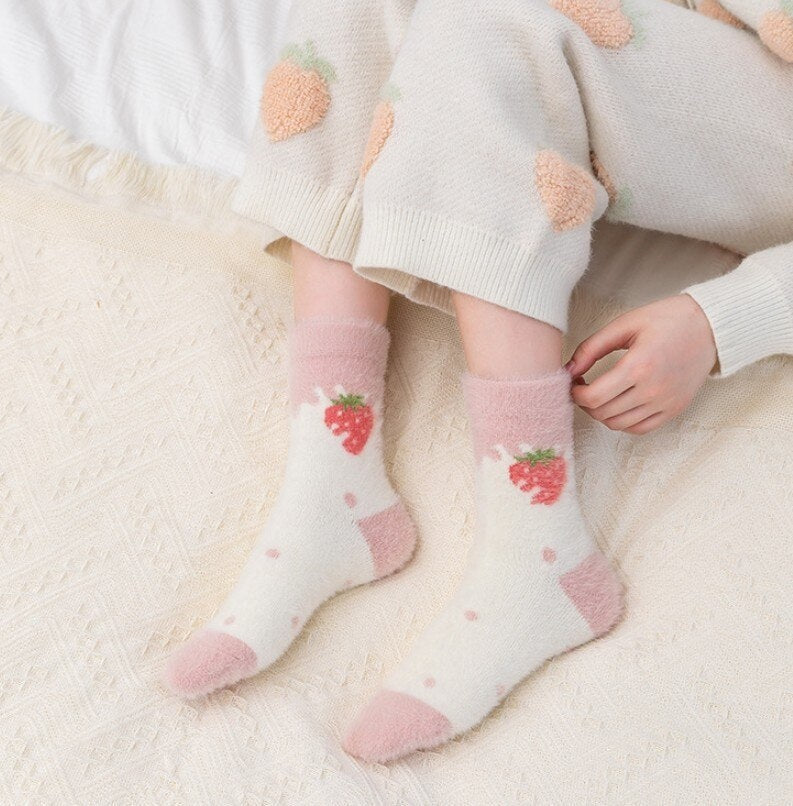 Fuzzy Berry Socks