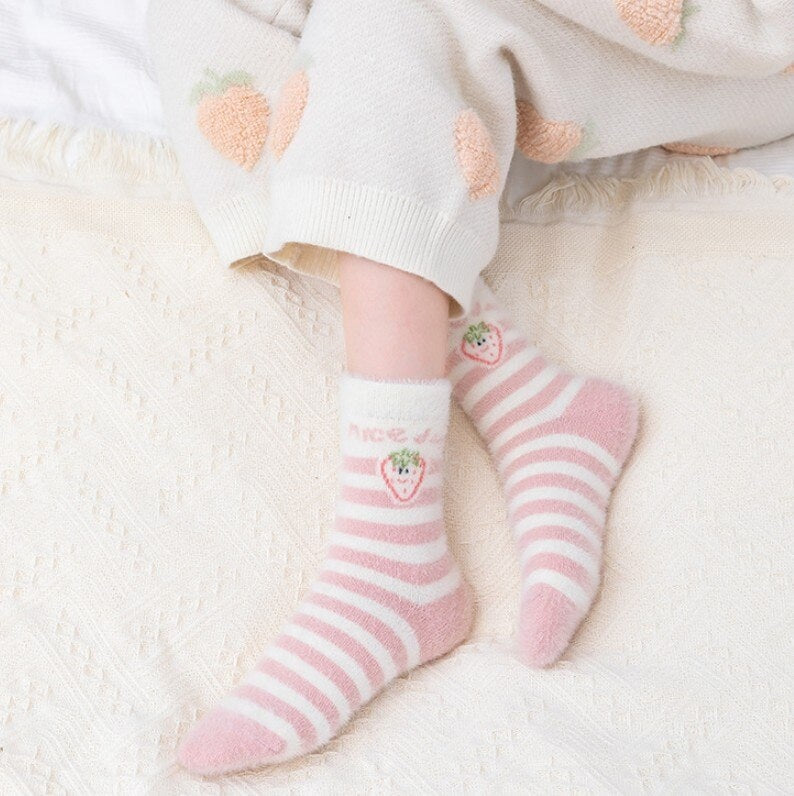 Fuzzy Berry Socks