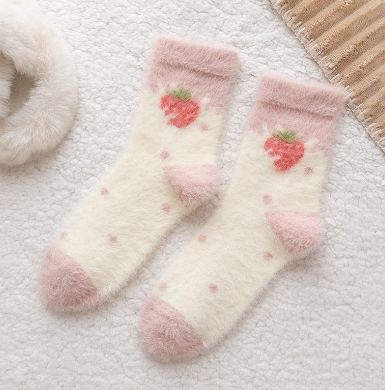 Fuzzy Berry Socks Big strawberry