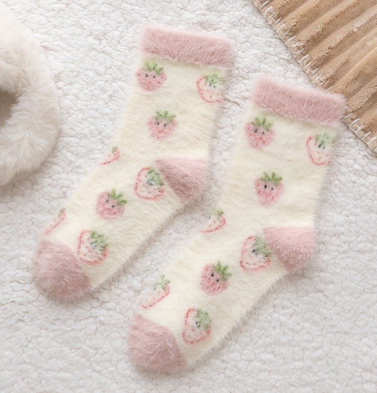 Fuzzy Berry Socks Small strawberry