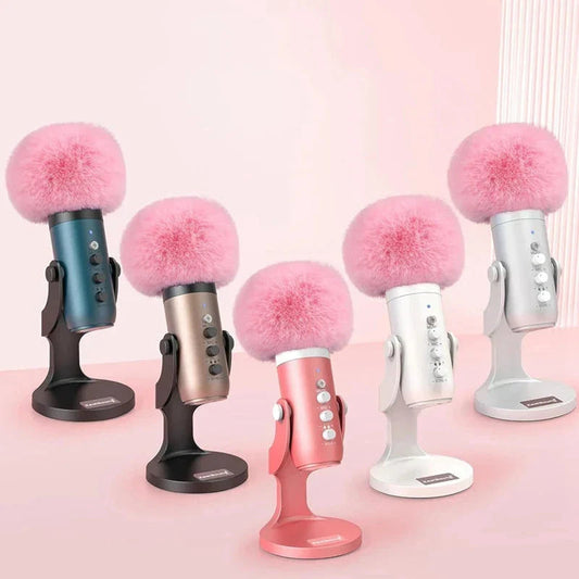 Fuzzy Pink Foam Microphone Dust Muff Cover