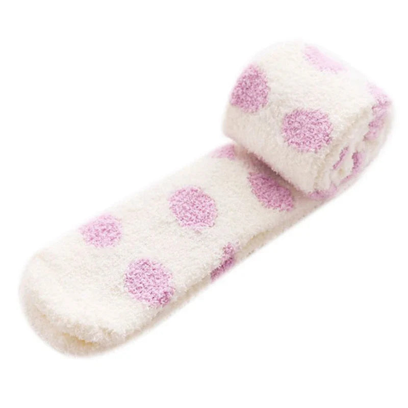 Polkadot Fuzzy Thigh Highs Purple