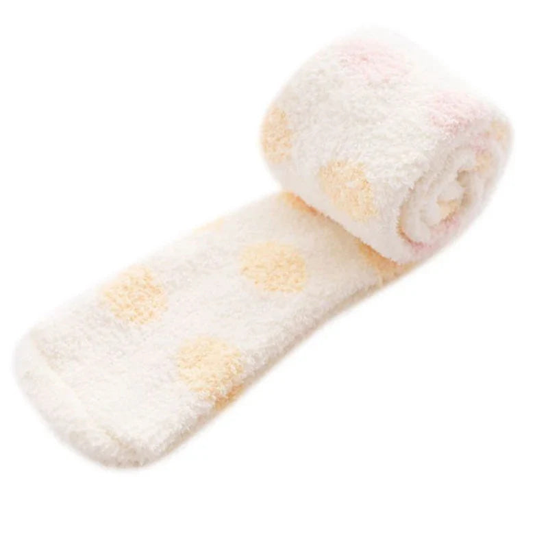 Polkadot Fuzzy Thigh Highs Yellow
