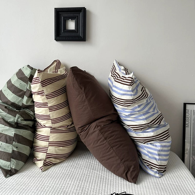 Retro Striped Cotton Pillowcase 4 Pcs Set