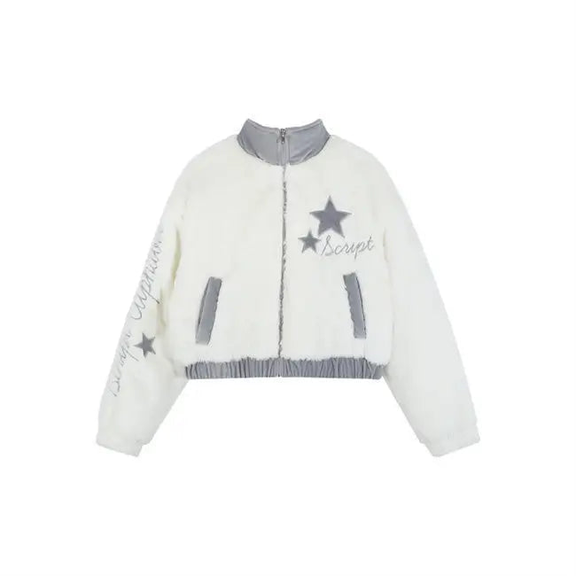 Fuzzy Star Zip Up Jacket