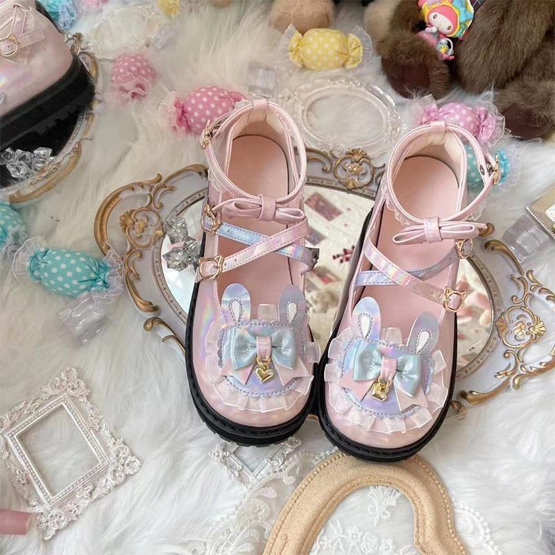 Holographic Bunny Flats Pink