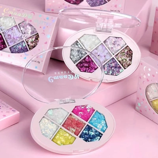 7 Color Chunky Glitter Eyeshadow Palette