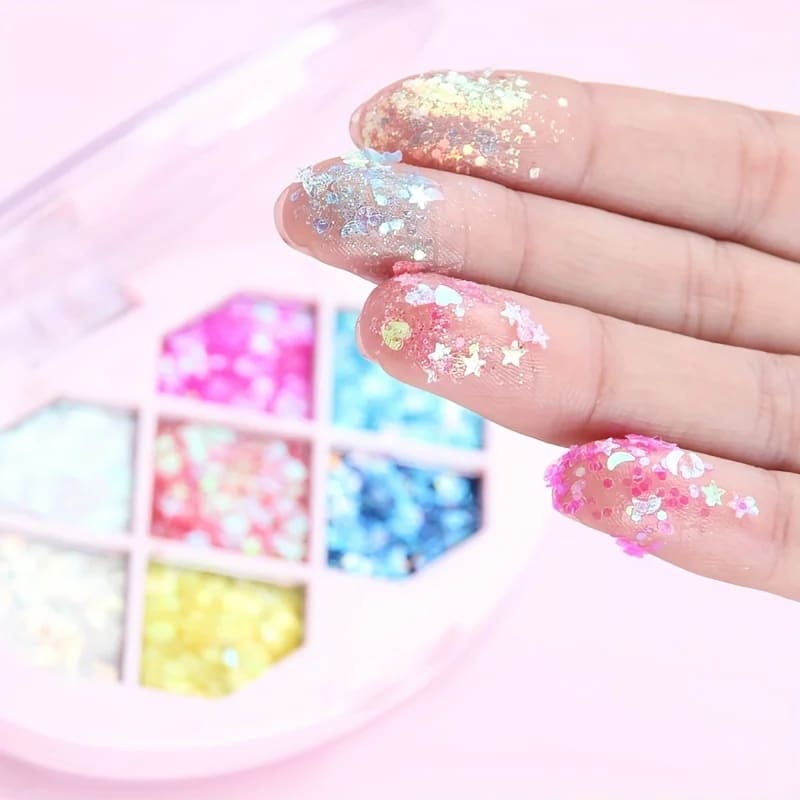 7 Color Chunky Glitter Eyeshadow Palette