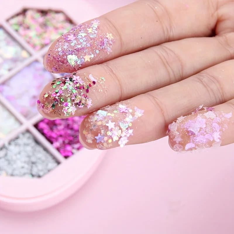 7 Color Chunky Glitter Eyeshadow Palette