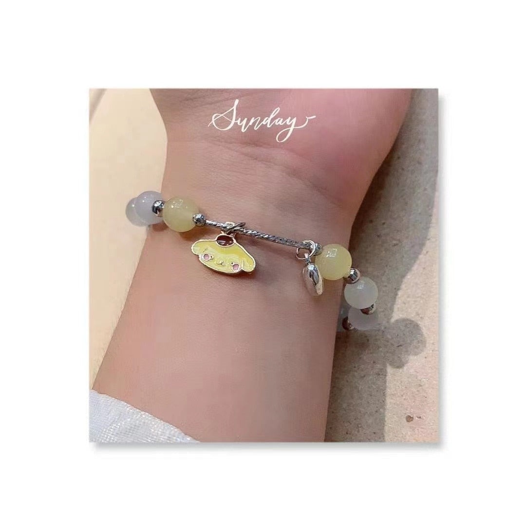 Kawaii Beaded Bracelets Big Bead Yellow Dog