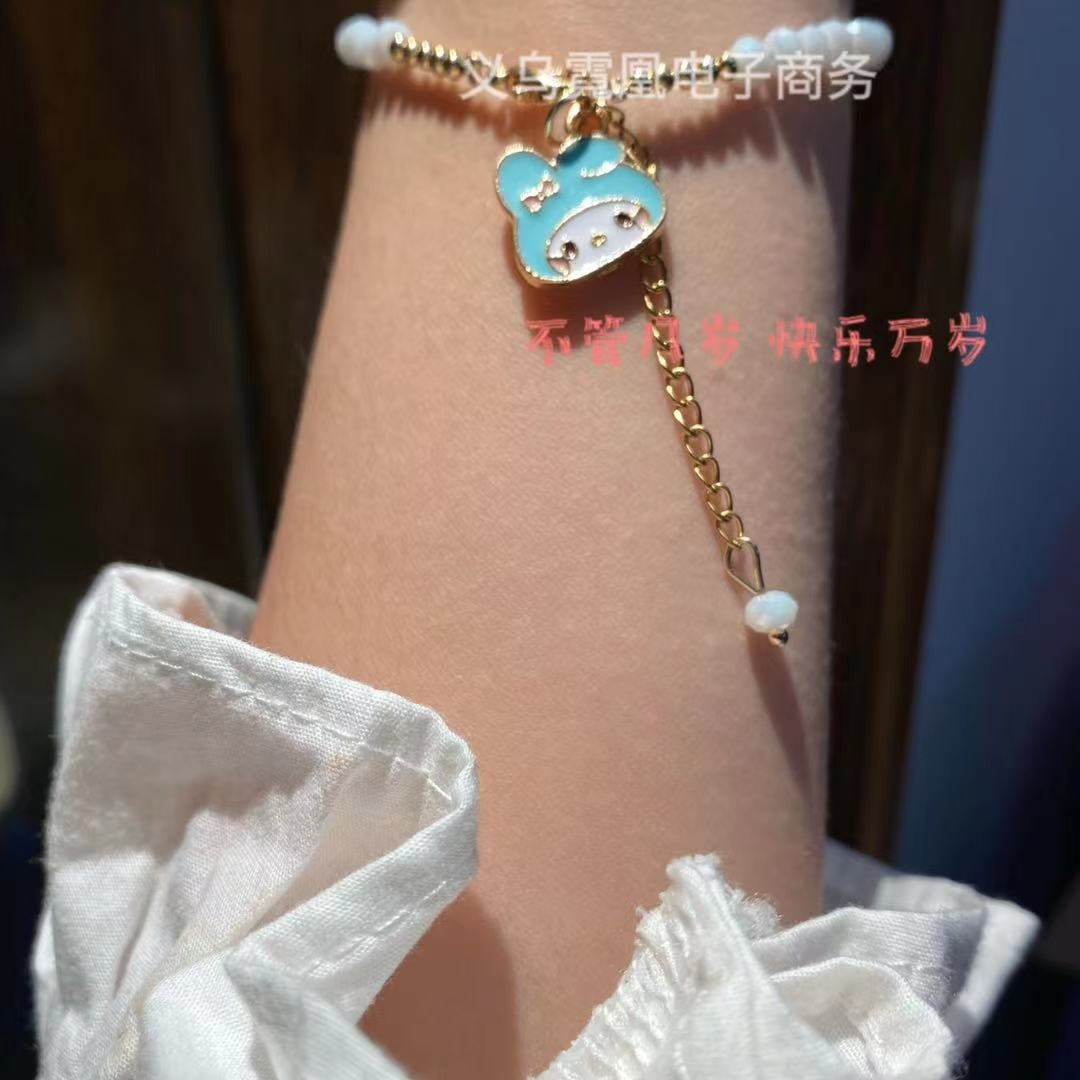 Kawaii Beaded Bracelets Blue Chain Bunny