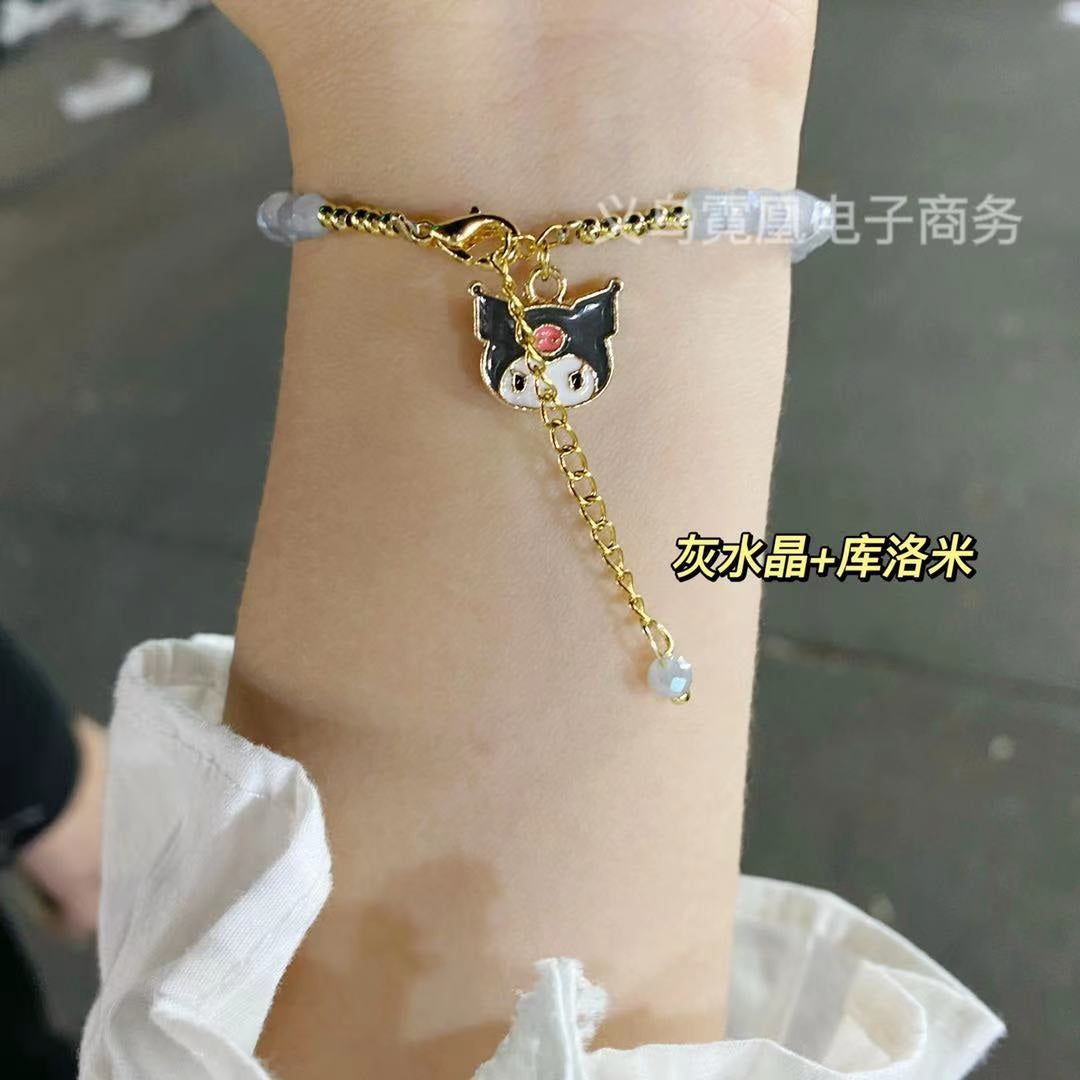 Kawaii Beaded Bracelets Gold Chain Evil Bunny