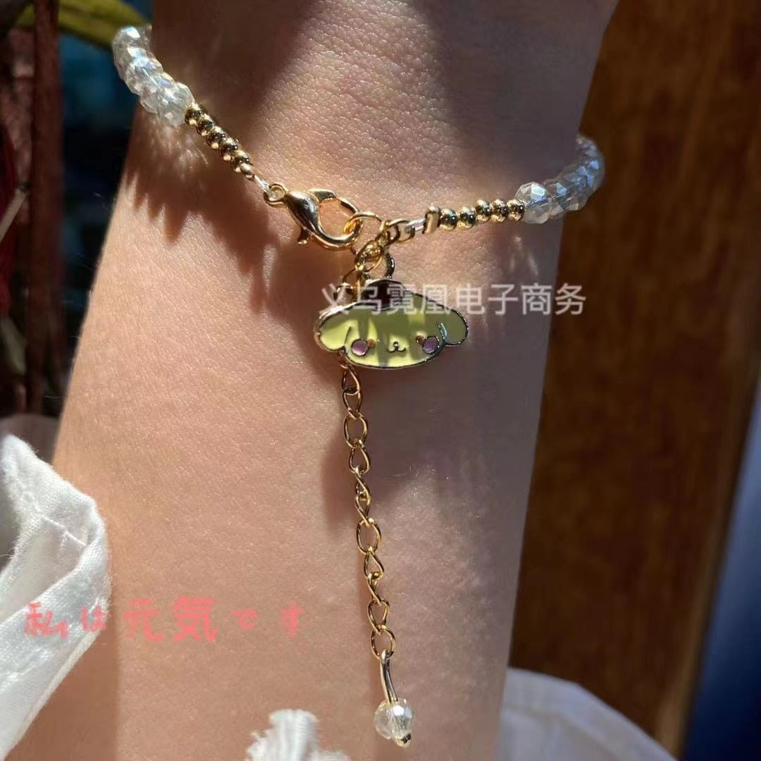 Kawaii Beaded Bracelets Gold Chain Yellow Dog