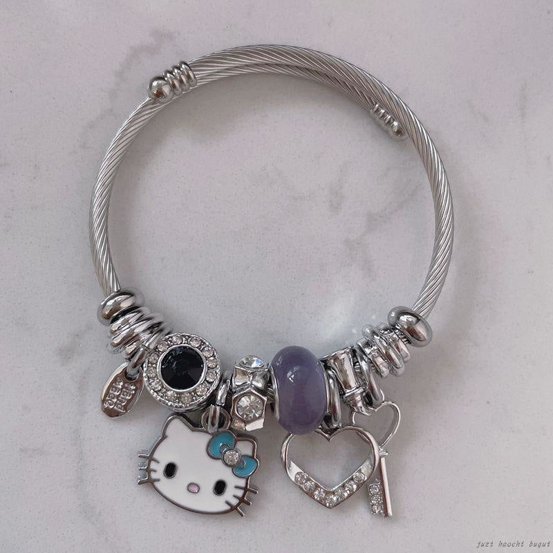 Kawaii Beaded Bracelets Kitty Blue
