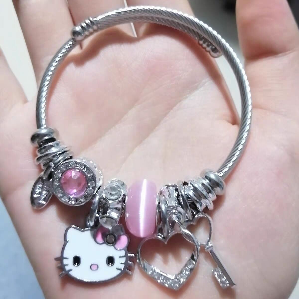 Kawaii Beaded Bracelets Kitty Pink