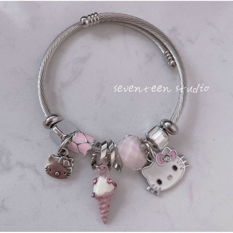 Kawaii Beaded Bracelets Kitty Pink Icecream