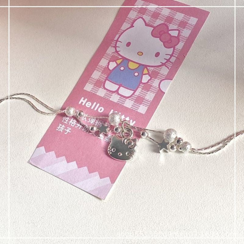 Kawaii Beaded Bracelets Silver Kitty