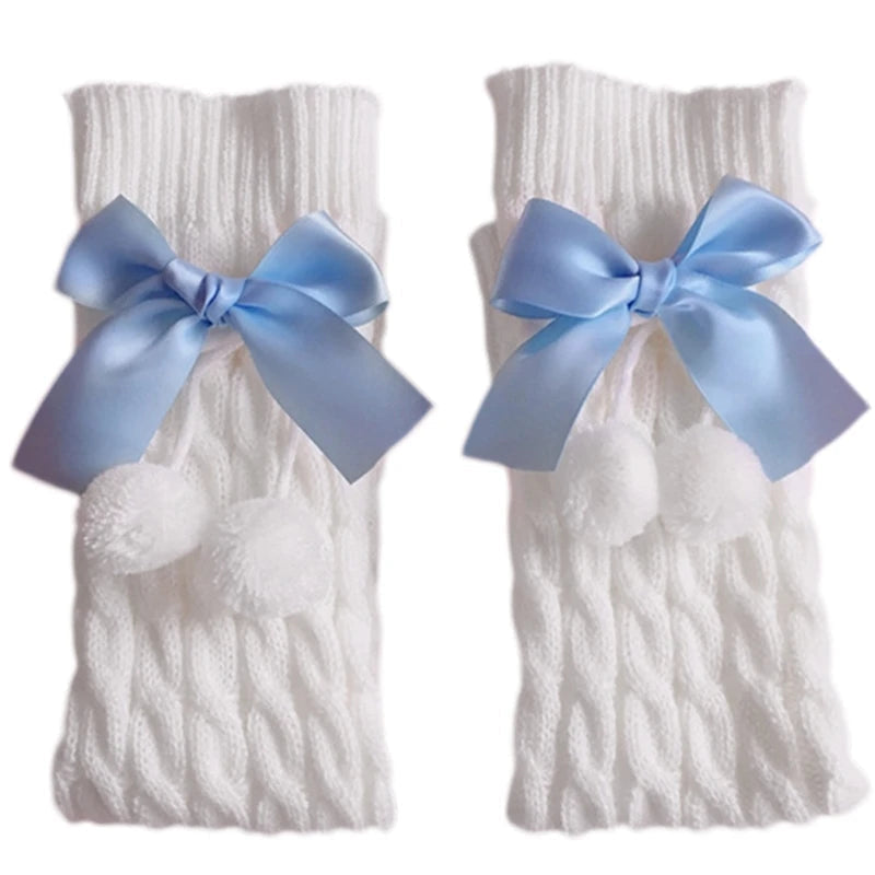 Kawaii Cotton Bow Leg Warmers Blue