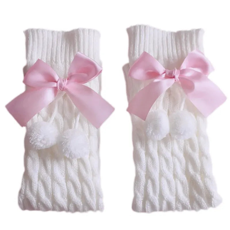 Kawaii Cotton Bow Leg Warmers Pink