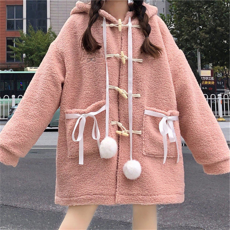 Fuzzy Bear Winter Coat Pink