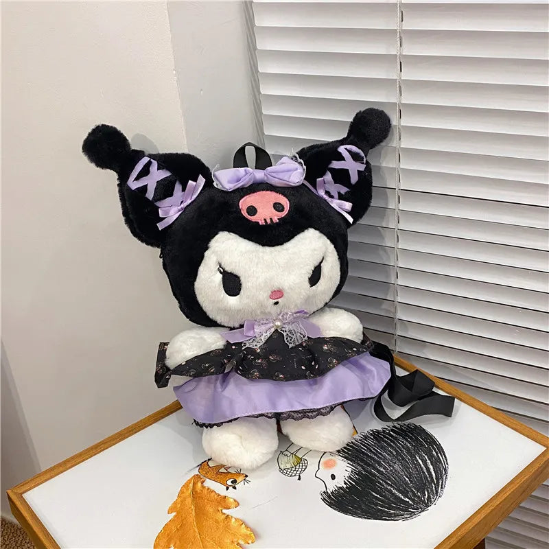 Kawaii Pastel Goth Plush Backpacks Corset Ear Purple