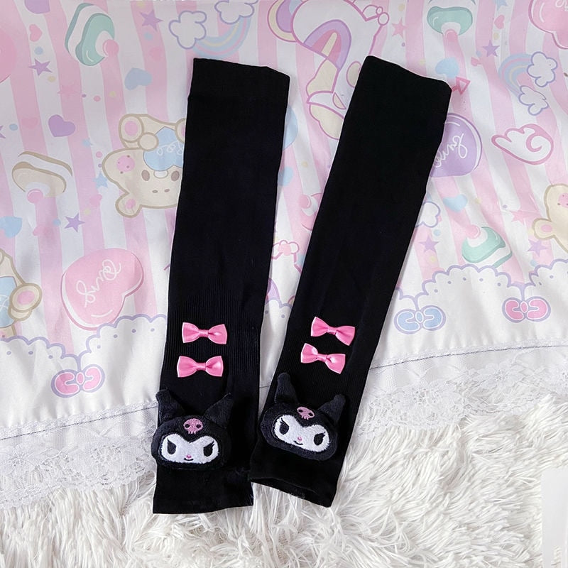Kawaii Ribbon Arm Sleeves Black