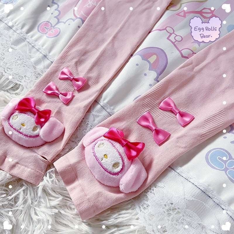 Kawaii Ribbon Arm Sleeves Pink Bunny