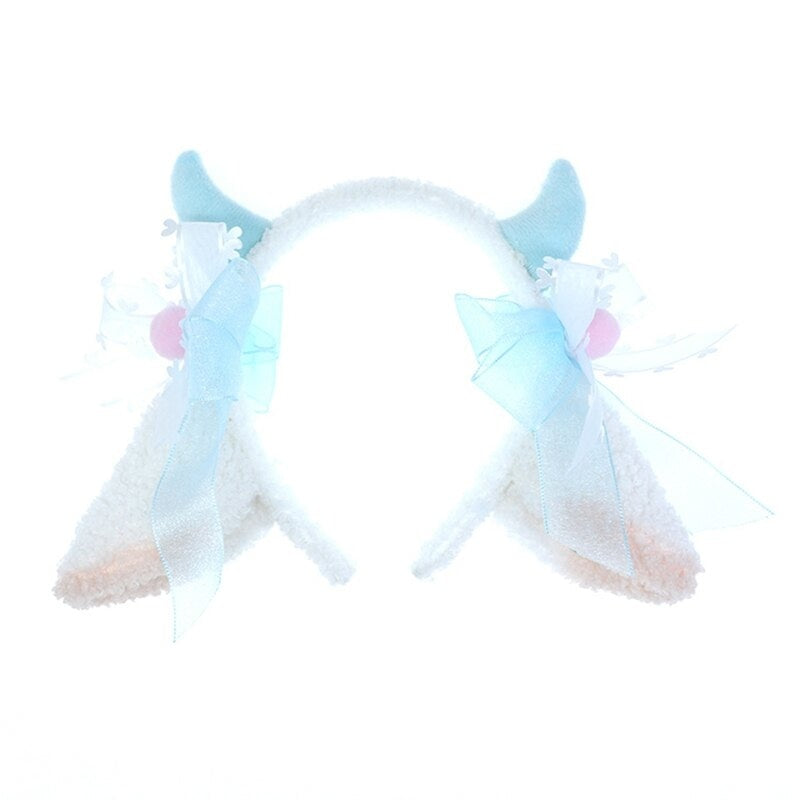 Kawaii Sheep Headband Blue Horns