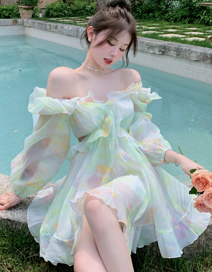 Tie-Dye Fairy Ruffled Dress L