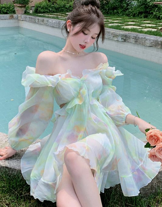Tie-Dye Fairy Ruffled Dress L