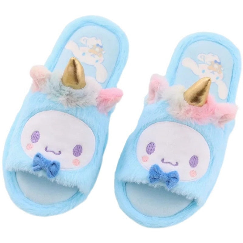 Kawaii Unicorn Slippers Blue