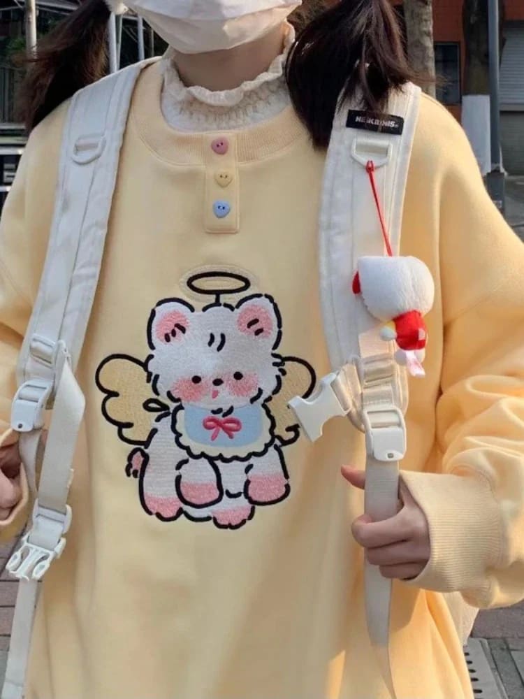 Fairy Kitten Crewneck Yellow